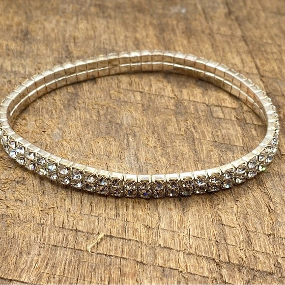 ExpressStretchy Rhinestone Gold-tone Tennis Bracelet - Picture 1 of 5